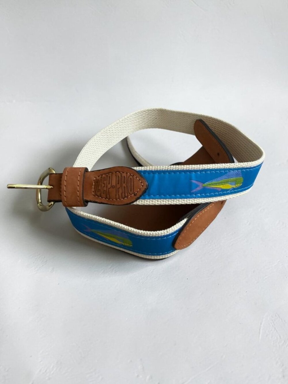 ZEP PRO Men’s Blue Green Fish Canvas Belt Size 30